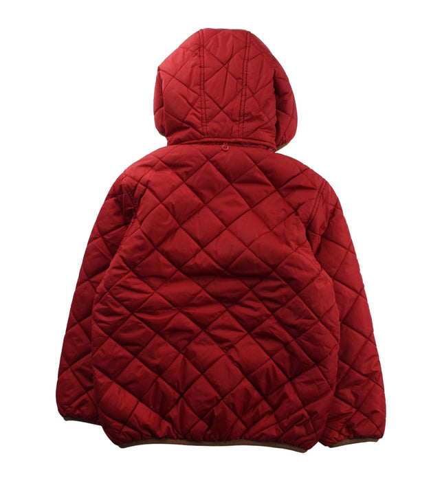A Red Puffer/Quilted Jackets from Miki House in size 5T for girl. (Back View)