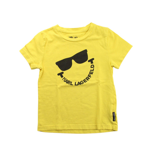 A Yellow Short Sleeve T Shirts from Karl Lagerfeld in size 4T for boy. (Front View)