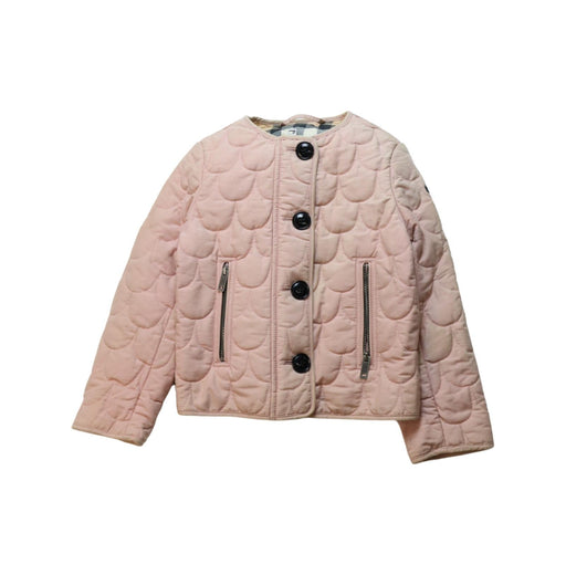 A Pink Puffer/Quilted Jackets from Burberry in size 4T for girl. (Front View)