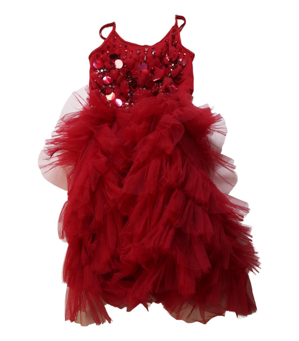 A Red Sleeveless Dresses from Tutu Du Monde in size 4T for girl. (Front View)
