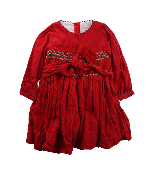 A Red Long Sleeve Dresses from Elfie London in size 4T for girl. (Front View)