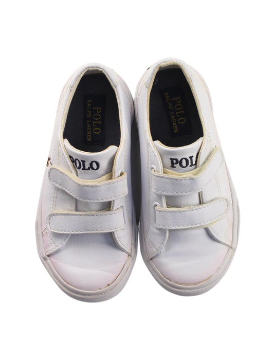 A White Sneakers from Polo Ralph Lauren in size 3T for boy. (Back View)
