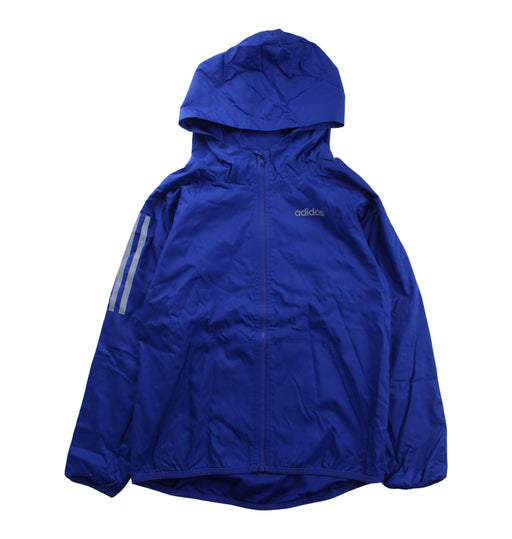A Blue Lightweight Jackets from Adidas in size 8Y for boy. (Front View)