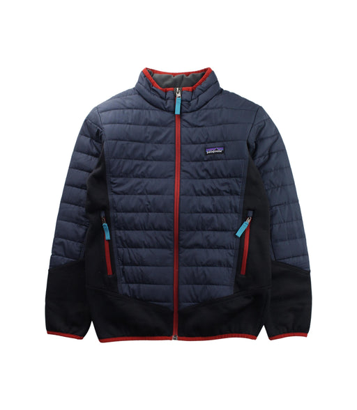 A Grey Puffer/Quilted Jackets from Patagonia in size 10Y for boy. (Front View)