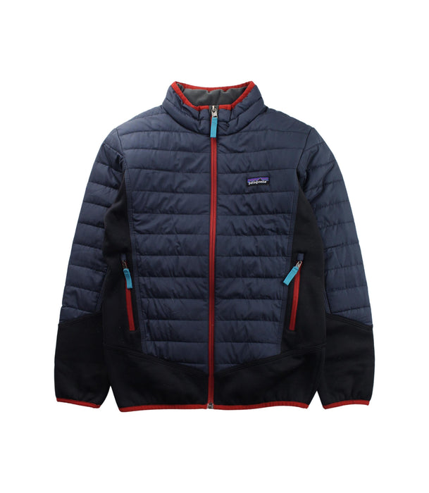 A Grey Puffer/Quilted Jackets from Patagonia in size 10Y for boy. (Front View)