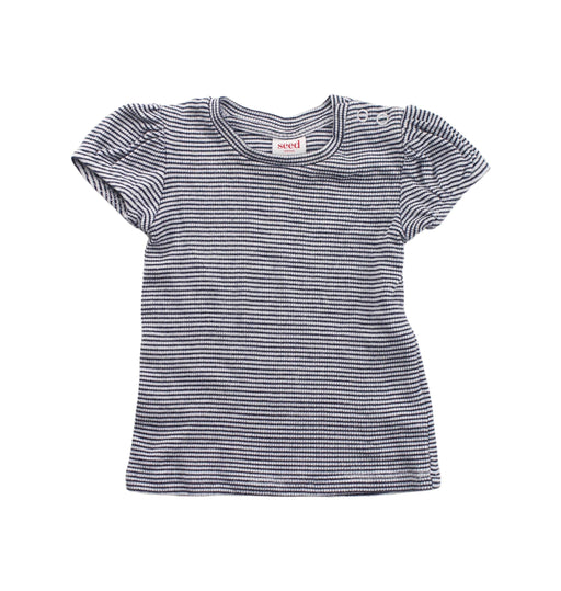 A Blue Short Sleeve Tops from Seed in size 3-6M for girl. (Front View)