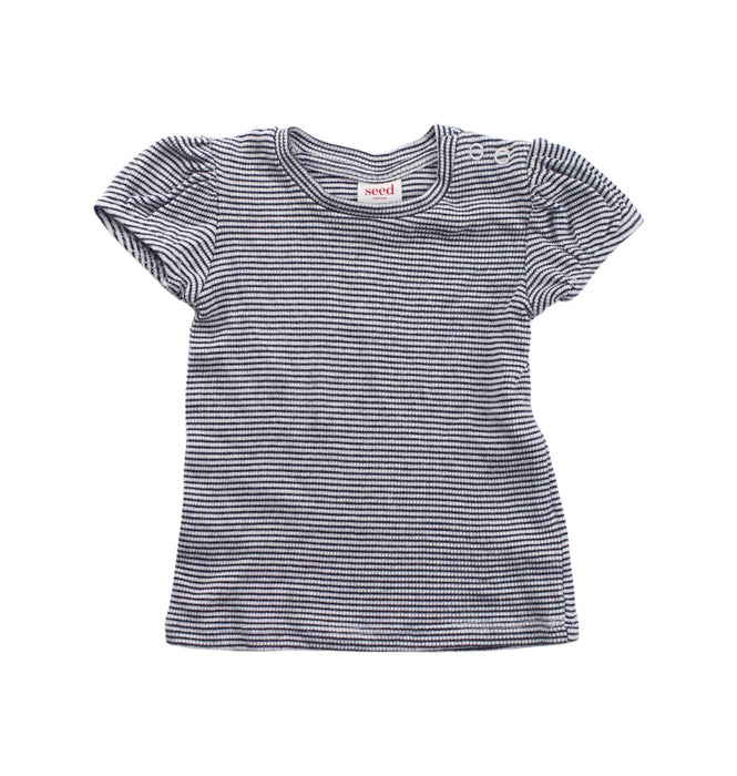 A Blue Short Sleeve Tops from Seed in size 3-6M for girl. (Front View)