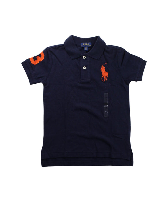 A Blue Short Sleeve Polos from Polo Ralph Lauren in size 4T for boy. (Front View)