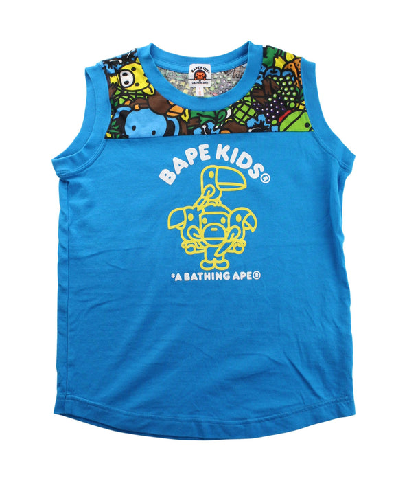 A Blue Sleeveless T Shirts from BAPE KIDS in size 10Y for boy. (Front View)