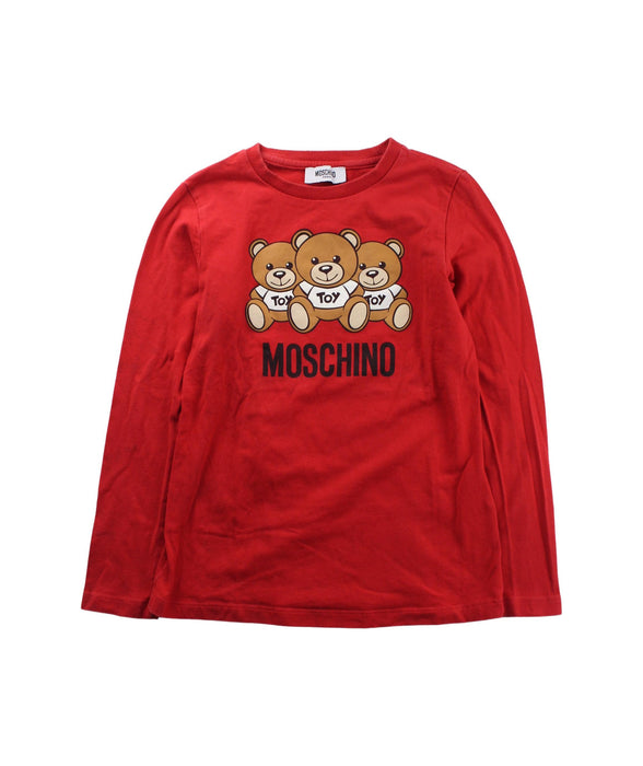 A Red Long Sleeve T Shirts from Moschino in size 10Y for neutral. (Front View)