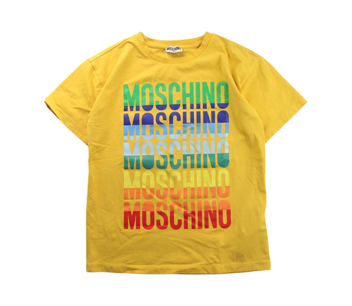 A Yellow Short Sleeve T Shirts from Moschino in size 12Y for boy. (Front View)