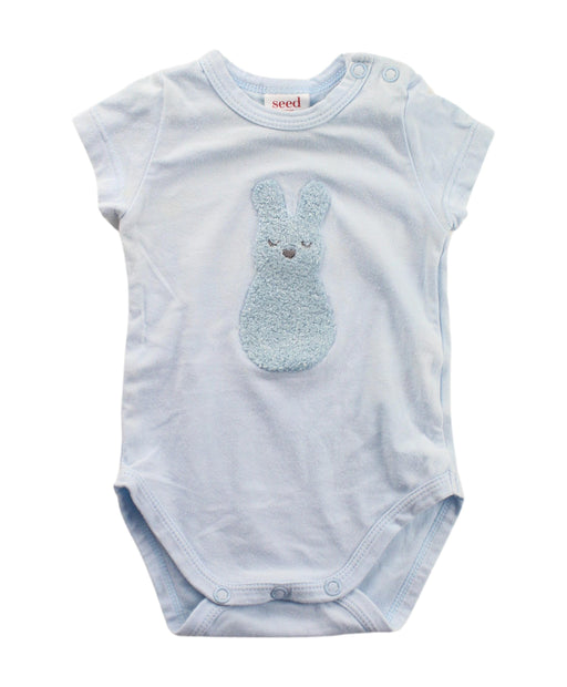 A Blue Short Sleeve Bodysuits from Seed in size Newborn for boy. (Front View)
