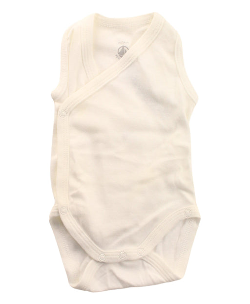 A White Sleeveless Bodysuits from Petit Bateau in size 0-3M for boy. (Front View)
