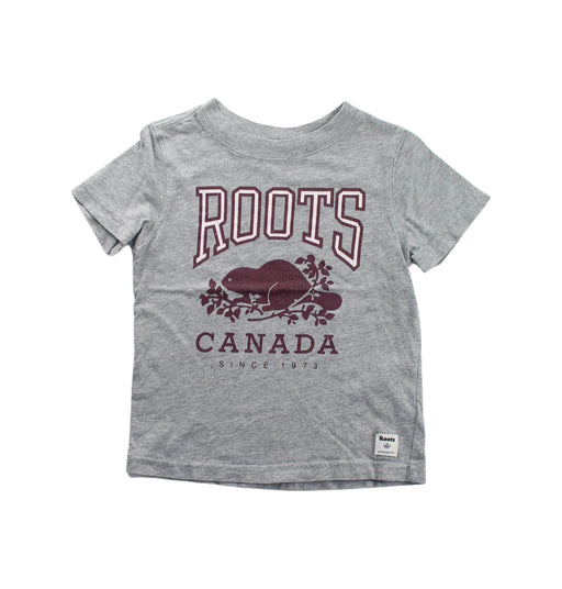 A Grey Short Sleeve T Shirts from Roots in size 3T for boy. (Front View)