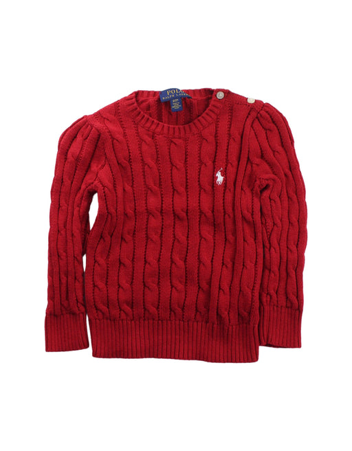 A Red Knit Sweaters from Polo Ralph Lauren in size 2T for girl. (Front View)