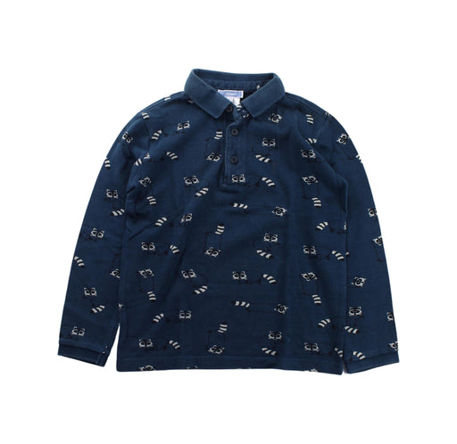 A Blue Long Sleeve Polos from Jacadi in size 6T for boy. (Front View)