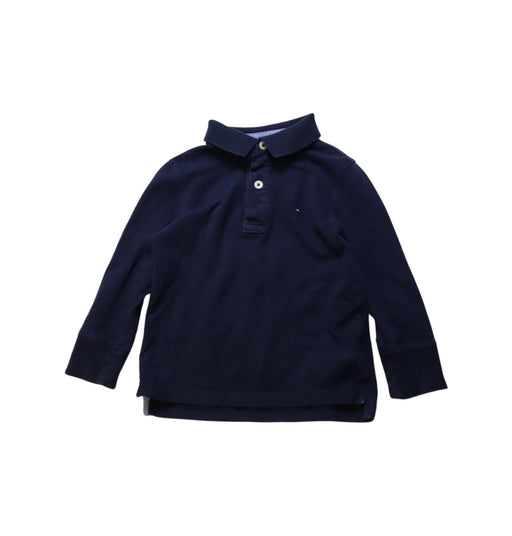 A Navy Long Sleeve Polos from Tommy Hilfiger in size 3T for boy. (Front View)