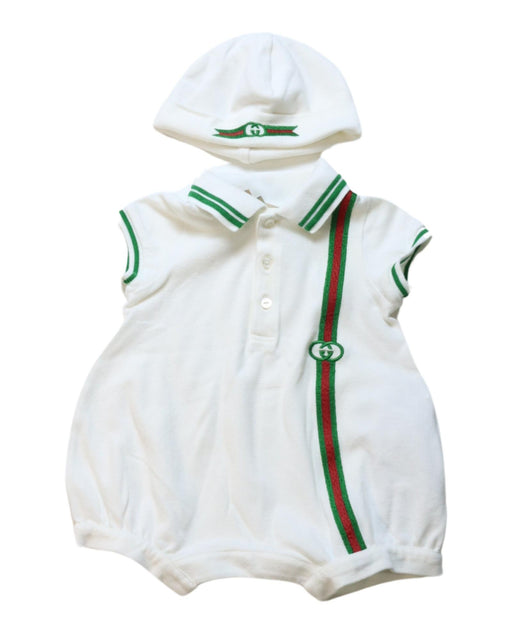 A Multicolour Short Sleeve Rompers from Gucci in size 0-3M for boy. (Front View)