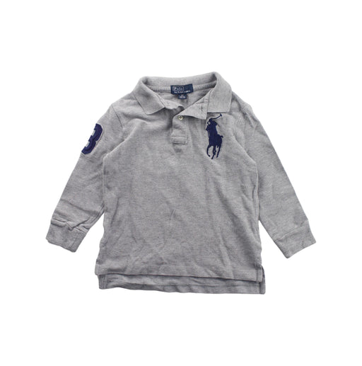 A Grey Long Sleeve Polos from Polo Ralph Lauren in size 3T for boy. (Front View)