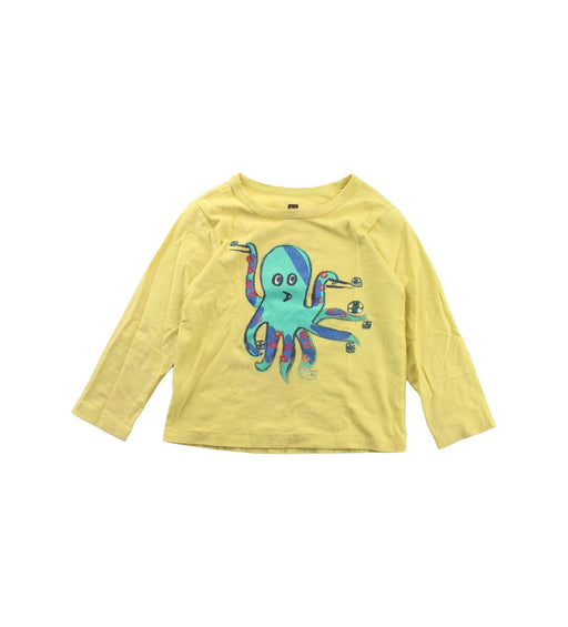 A Yellow Long Sleeve T Shirts from Tea in size 18-24M for boy. (Front View)
