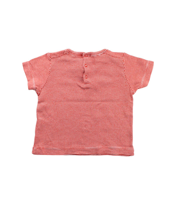 A Red Short Sleeve T Shirts from Petit Bateau in size 6-12M for girl. (Back View)