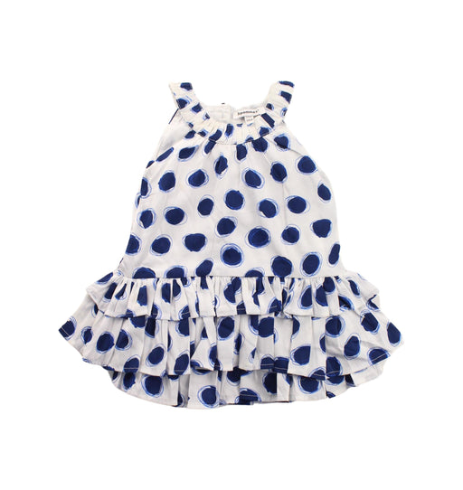 A Blue Sleeveless Dresses from 3Pommes in size 3-6M for girl. (Front View)