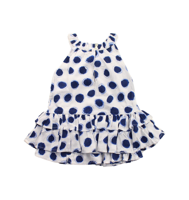 A Blue Sleeveless Dresses from 3Pommes in size 3-6M for girl. (Back View)