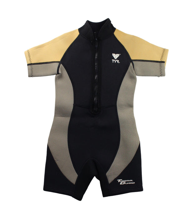 A Black Wetsuits from TYR in size 4T for boy. (Front View)