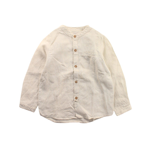 A White Long Sleeve Shirts from Happyology in size 4T for boy. (Front View)