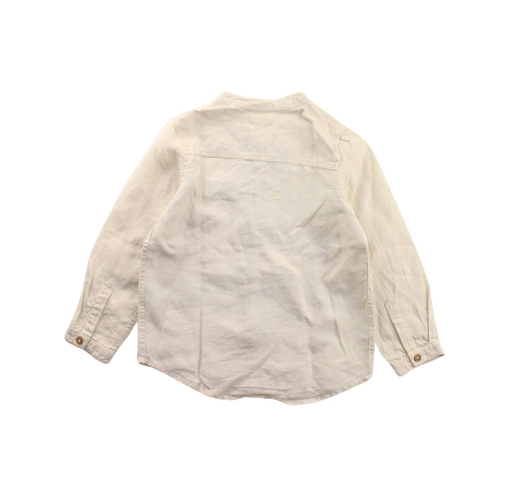 A White Long Sleeve Shirts from Happyology in size 4T for boy. (Back View)