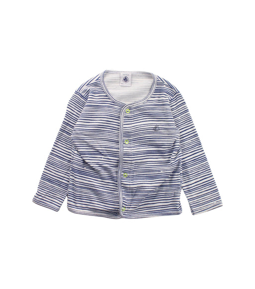A Blue Cardigans from Petit Bateau in size 6-12M for girl. (Front View)