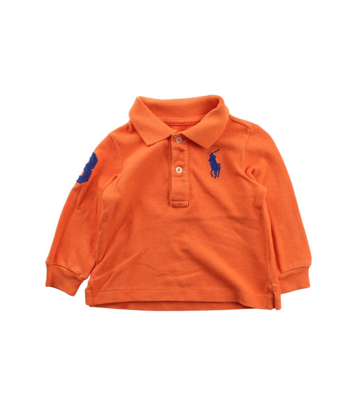 A Orange Long Sleeve Polos from Ralph Lauren in size 3-6M for boy. (Front View)