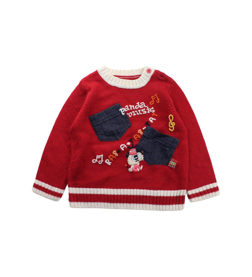 A Red Knit Sweaters from Chickeeduck in size 18-24M for girl. (Front View)