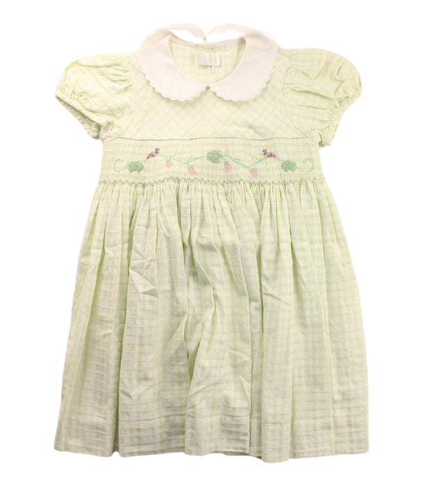 A Green Short Sleeve Dresses from Kingkow in size 4T for girl. (Front View)