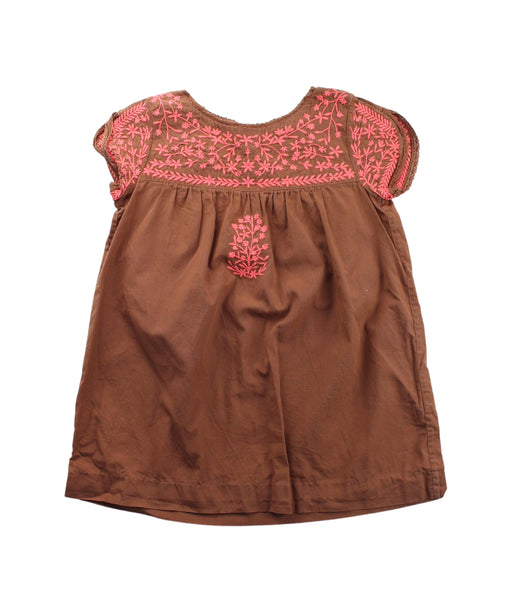 A Brown Short Sleeve Dresses from Bonpoint in size 4T for girl. (Front View)