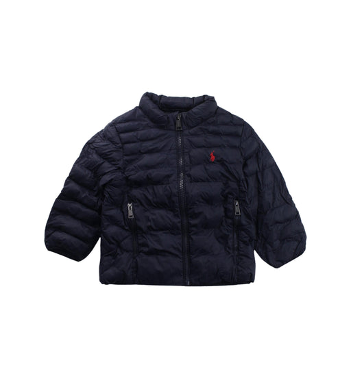A Blue Puffer/Quilted Jackets from Ralph Lauren in size 12-18M for boy. (Front View)