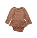 A Brown Long Sleeve Bodysuits from Quincy Mae in size 12-18M for girl. (Front View)