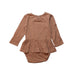 A Brown Long Sleeve Bodysuits from Quincy Mae in size 12-18M for girl. (Back View)