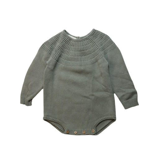 A Green Long Sleeve Bodysuits from Quincy Mae in size 12-18M for girl. (Front View)
