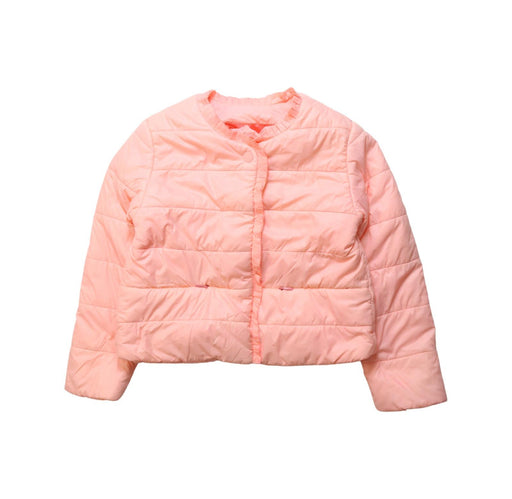 A Peach Puffer/Quilted Jackets from Jacadi in size 6T for girl. (Front View)