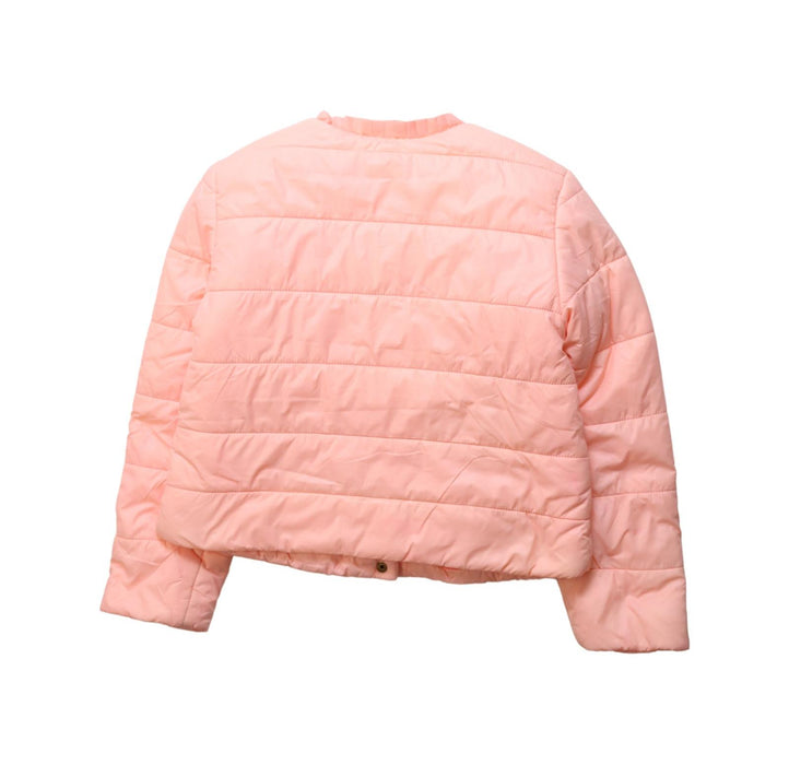 A Peach Puffer/Quilted Jackets from Jacadi in size 6T for girl. (Back View)