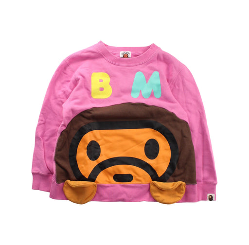 A Pink Crewneck Sweatshirts from BAPE KIDS in size 5T for girl. (Front View)