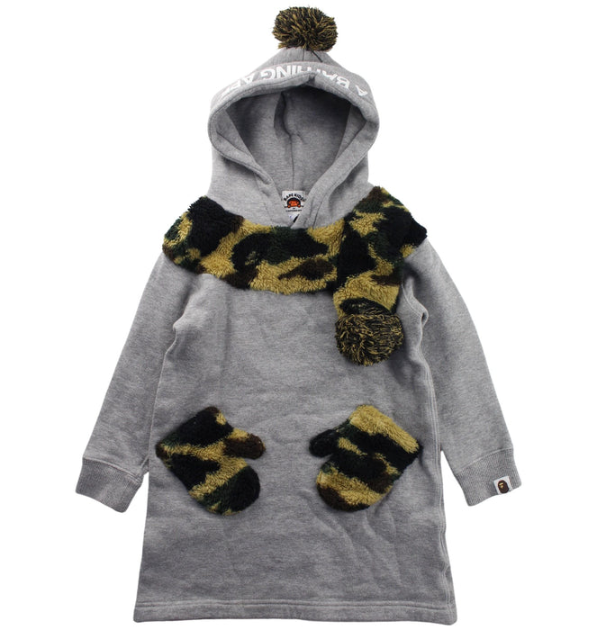 A Grey Sweater Dresses from BAPE KIDS in size 4T for girl. (Front View)
