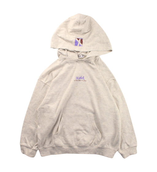 A White Hooded Sweatshirts from X-girl in size 5T for boy. (Front View)