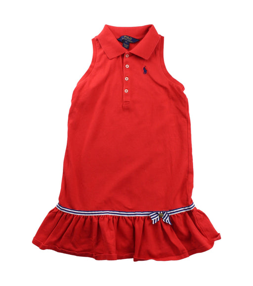A Red Sleeveless Dresses from Polo Ralph Lauren in size 6T for girl. (Front View)