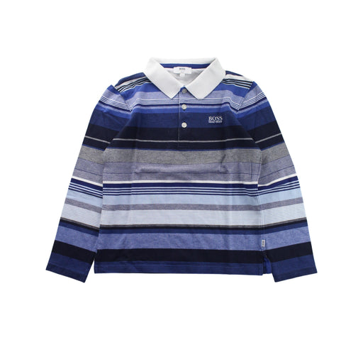 A Blue Long Sleeve Polos from Boss in size 10Y for boy. (Front View)
