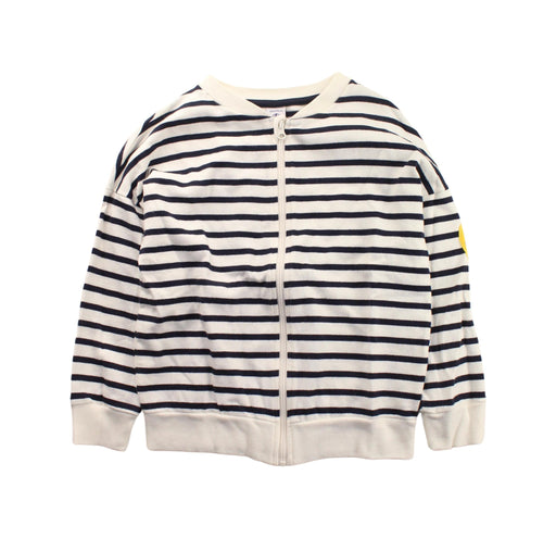 A Blue Zippered Sweatshirts from Petit Bateau in size 6T for girl. (Front View)