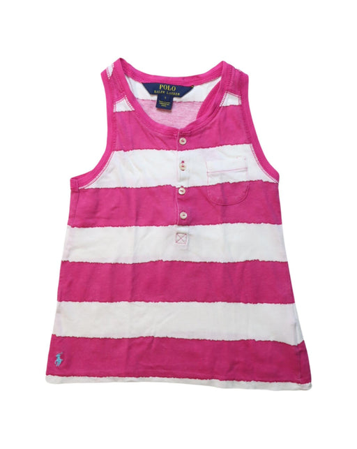A Pink Sleeveless Tops from Polo Ralph Lauren in size 5T for girl. (Front View)
