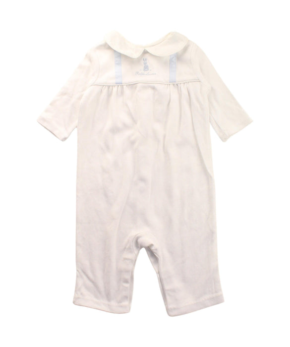 A White Long Sleeve Jumpsuits from Ralph Lauren in size 0-3M for girl. (Front View)