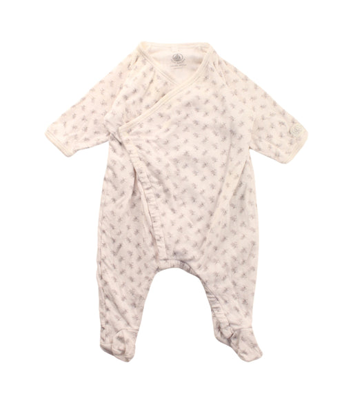 A White Onesies from Petit Bateau in size 0-3M for boy. (Front View)